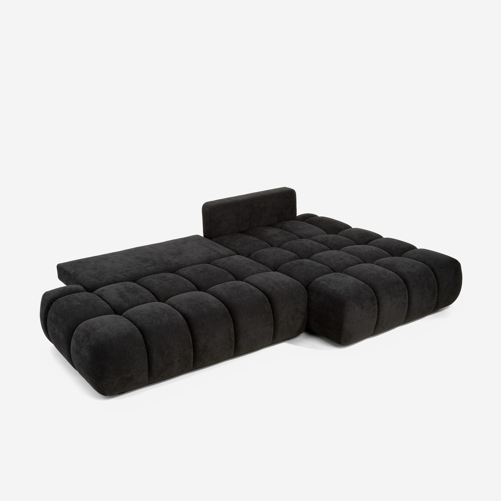 Narożnik rozkładany czarny BELLINI O prawy