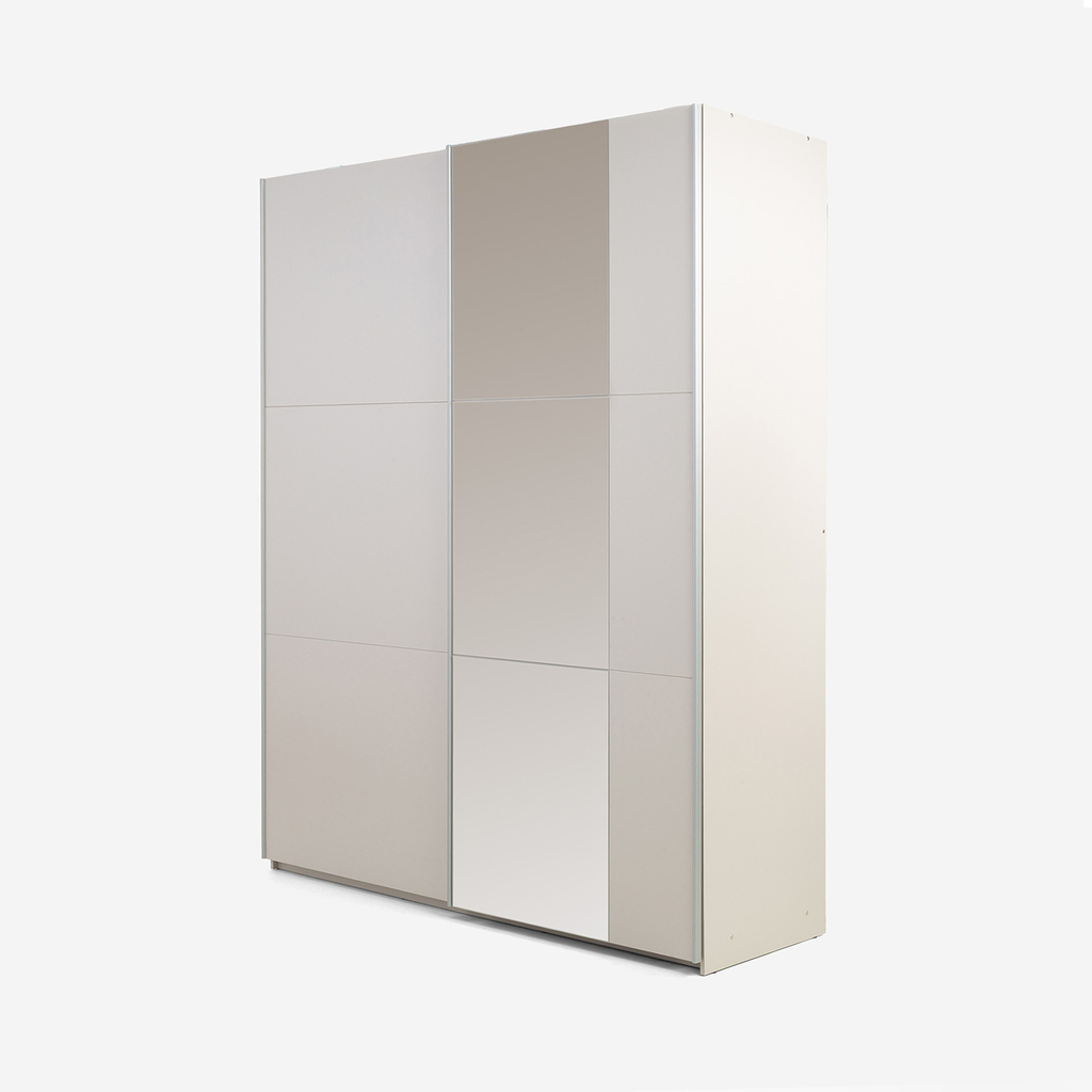 Skříň s posuvnými dveřmi a zrcadlem BASTIA 2 kašmírová 150 cm