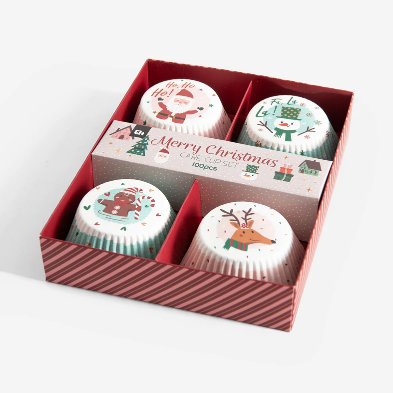 Papírové formy na muffiny, vánoční, 100 ks.