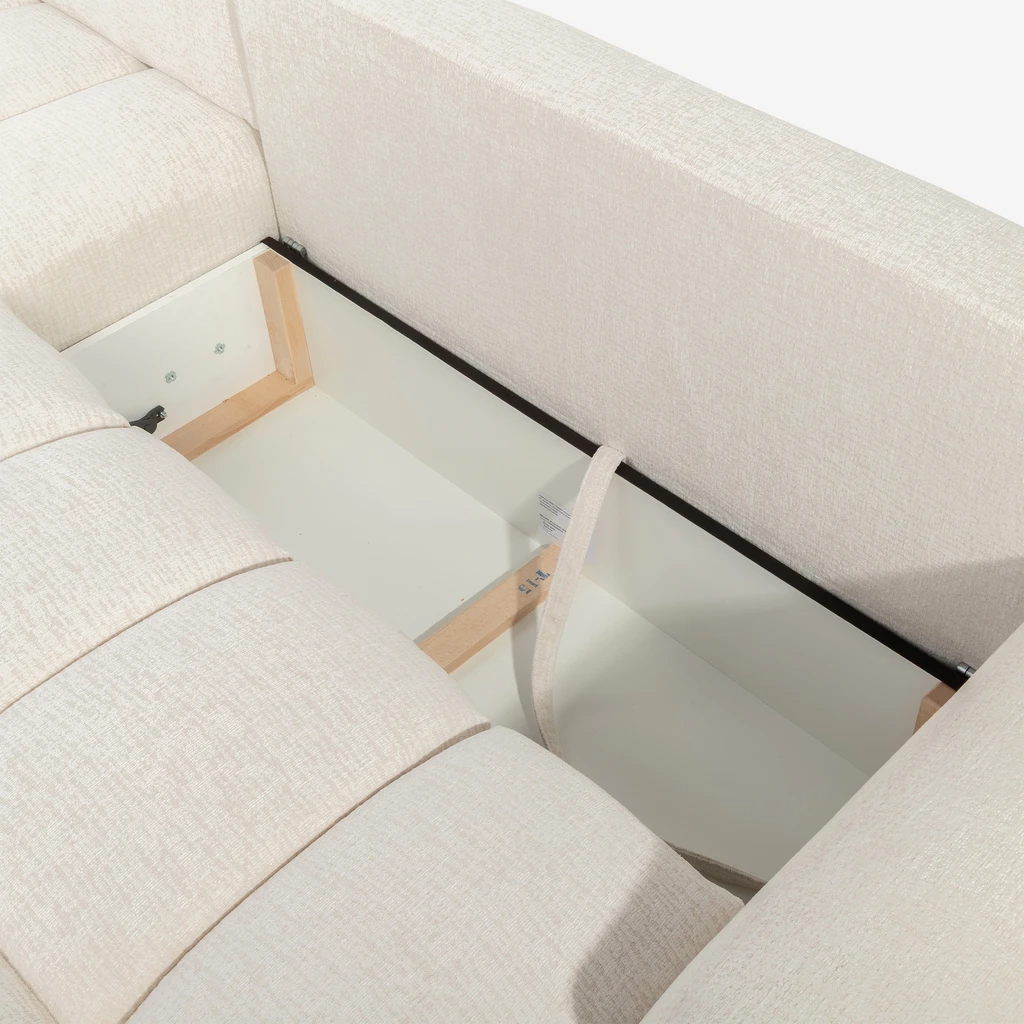 Zdjęcie narożnika. Zbliżenie na pojemnik na pościel.