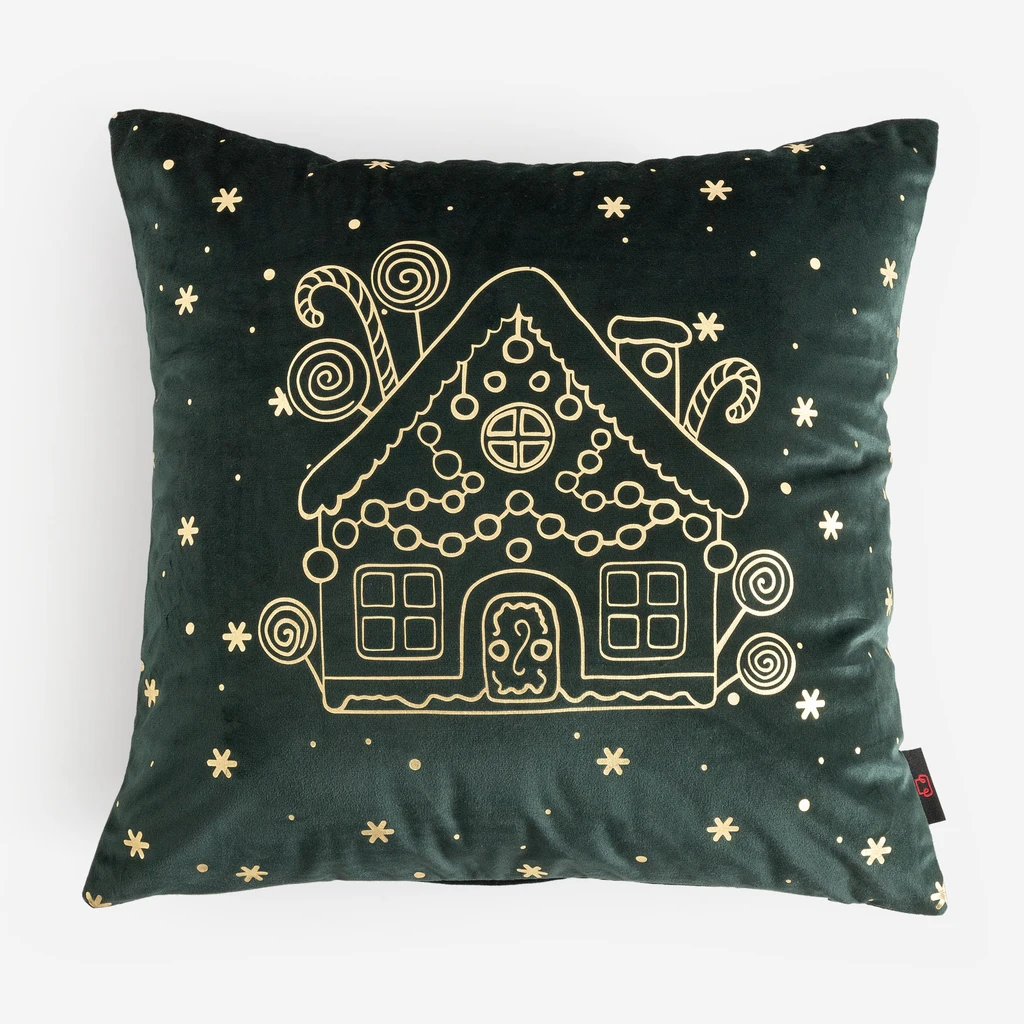 Vánoční polštářek tmavě zelený CANELLA 45x45 cm