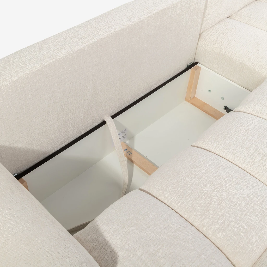 Zdjęcie narożnika. Zbliżenie na pojemnik na pościel. 