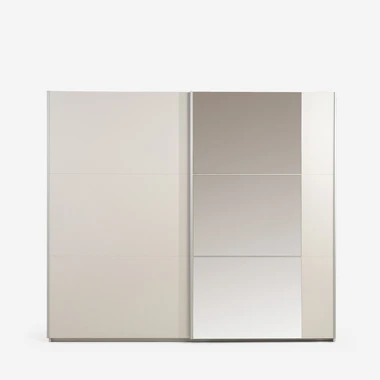 Šatní skříň s posuvnými dveřmi a zrcadlem BASTIA 2 kašmírová 250 cm