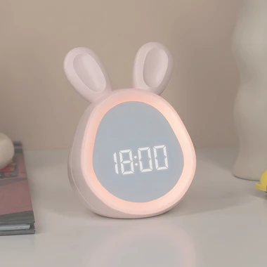 Budík s displejem LED MARY'S růžový ZAJÍČEK