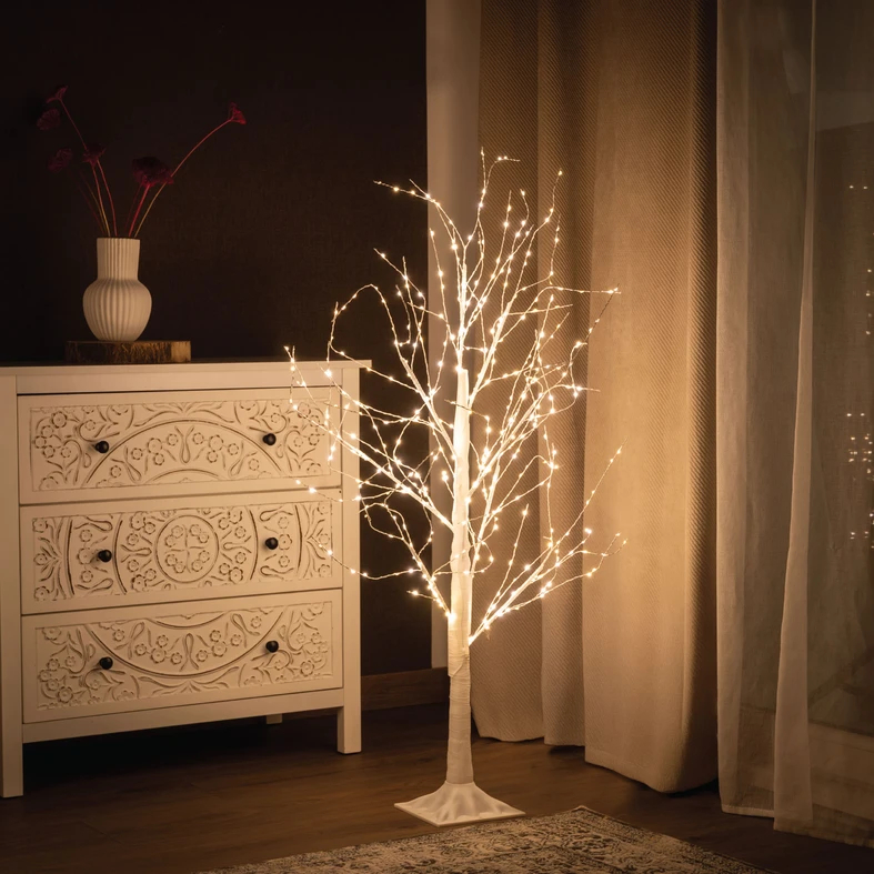 LED dekorace stromek IP44 120 cm bílý