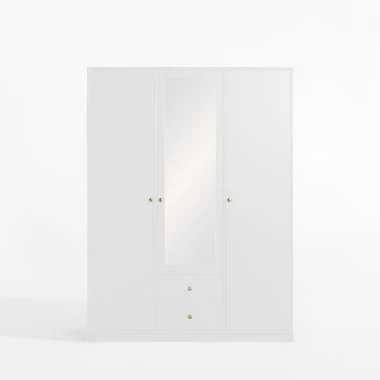 Bílá zrcadlová šatní skříň COLORI