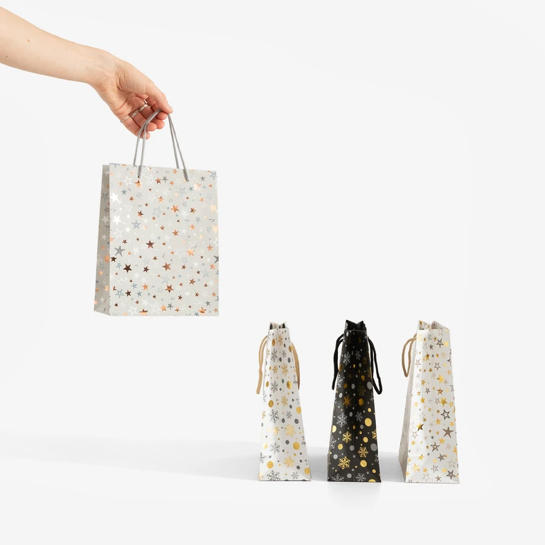 Vánoční dárková taška hvězdičky S MIX