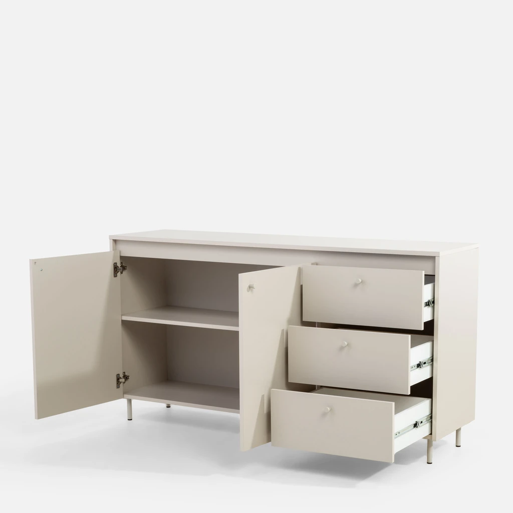 Komoda se 3 zásuvkami na kovových nožičkách TORINO kašmírová