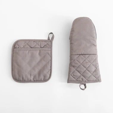 Kuchyňská chňapka a podložka pod hrnec s neoprenem šedá