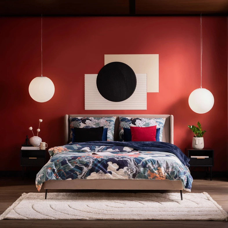 Łóżko ze stelażem beżowe KEQUN 160x200 cm Béžová postel s roštem KEQUN 160x200 cm