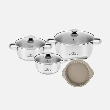 Sada 3 hrnců FIRST se silikonovou koláčovou formou