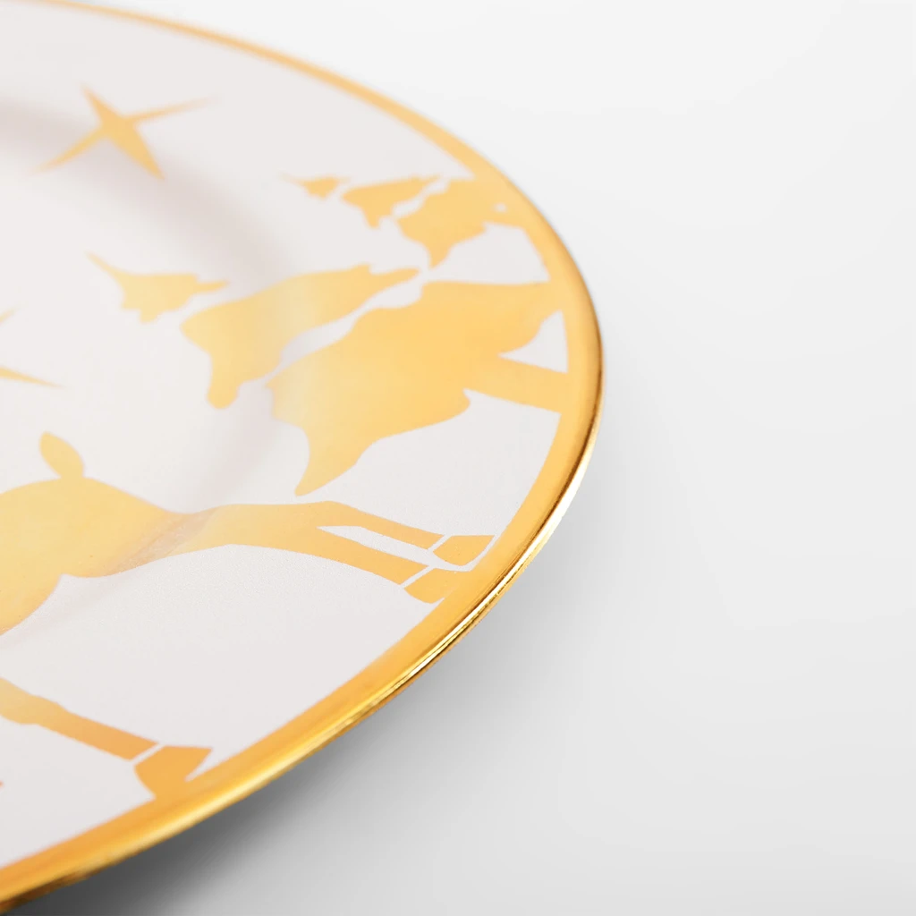 Dekorační talíř podtalíř bílý-zlatý 33 cm