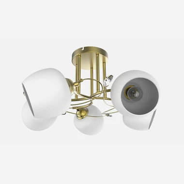 Stropní svítidlo s 5 stínidly PETRA bílo-zlaté