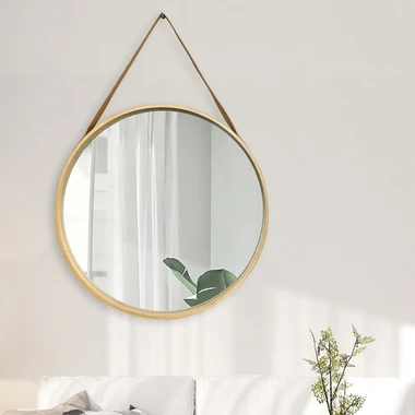 Kulaté zrcadlo hnědé 59 cm