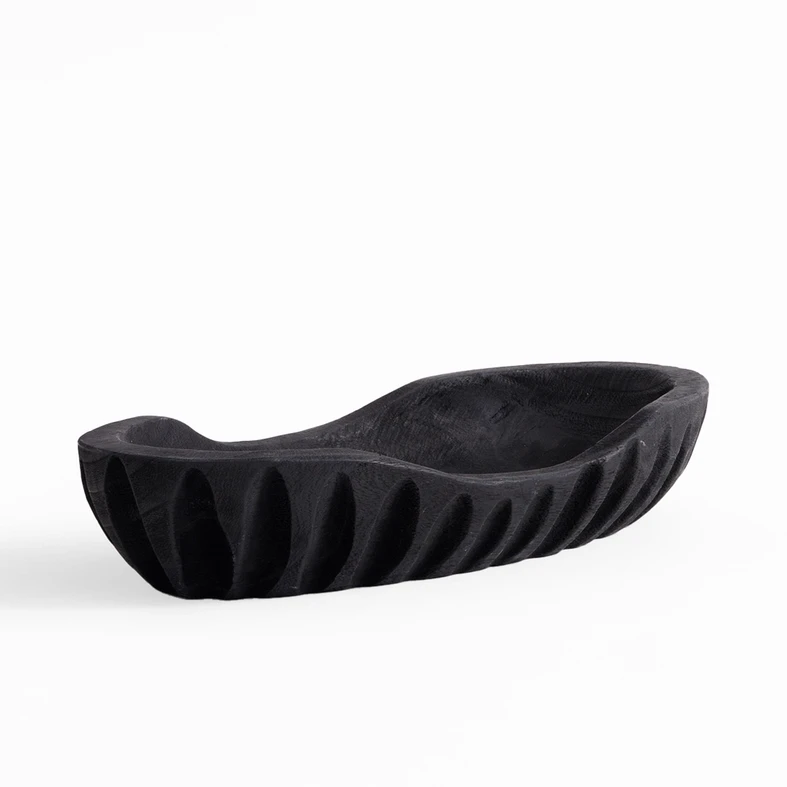 Patera dekoracyjna żłobiona czarna 32 cm