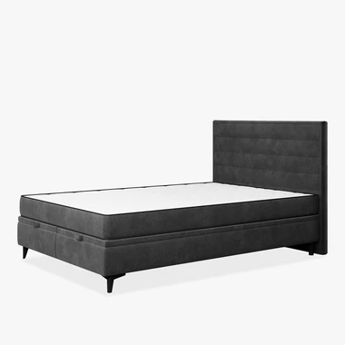 Grafitová postel boxspring LUIS HORIZONTAL 160x200 cm
