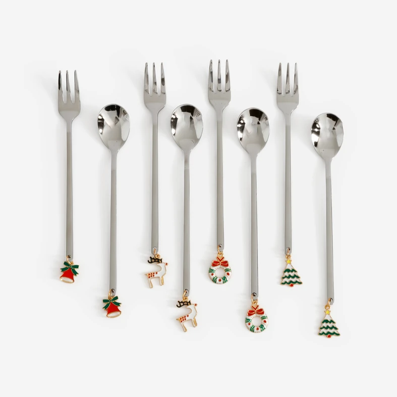 Sada vidliček s přívěsky CHRISTMANS 4 ks