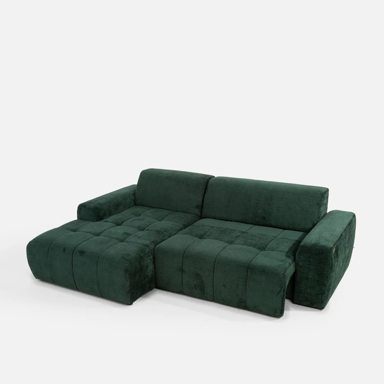 Rohová sedačka s elektrickým nastavením sedáku SAVINON S lahvově zelená pravá