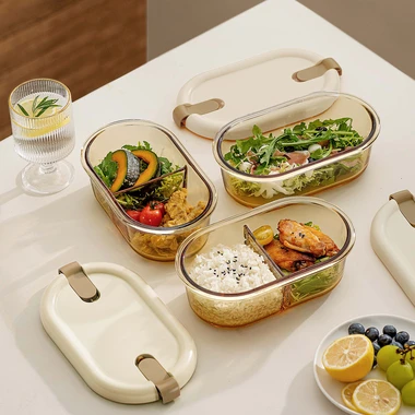 Svačinový box, skleněný, s přihrádkou, 700 ml