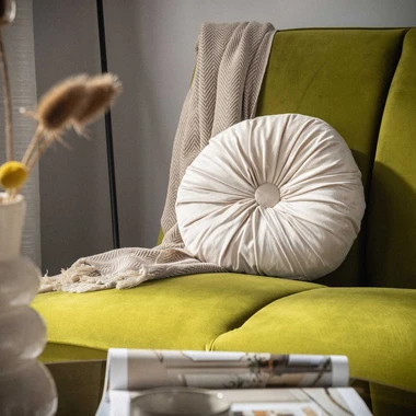 Krémový dekorační kulatý polštář SELMA 40 cm