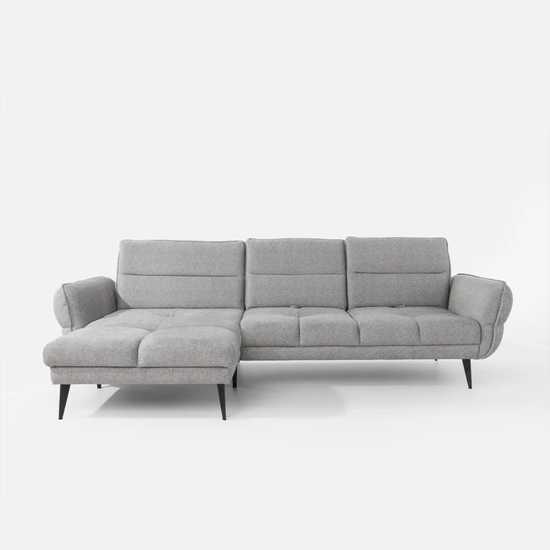 Rohová sedačka s nastavením hloubky sedáku šedá CAMPINA MINI levá