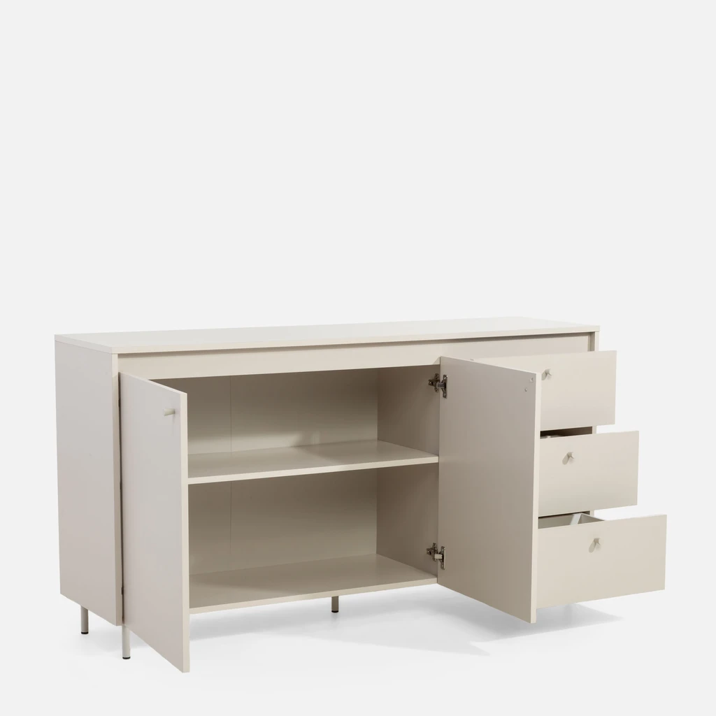 Komoda se 3 zásuvkami na kovových nožičkách TORINO kašmírová