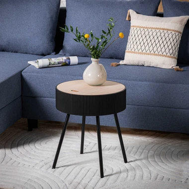 Šedý kulatý stolek 40,5x47,5 cm