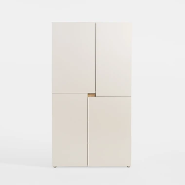 Čtyřdveřová šatní skříň LENS 100 cm kašmír/dub cremona