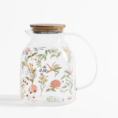 Džbán s bambusovým víkem KVĚTINY 1,6 l