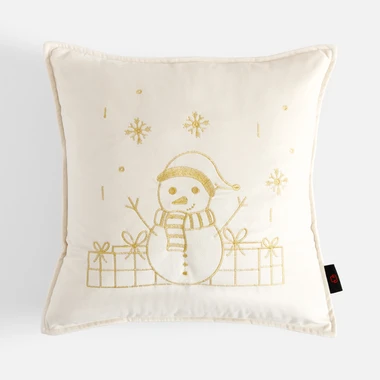 Povlak na polštář s bílým sněhulákem TWINKLE 45x45 cm