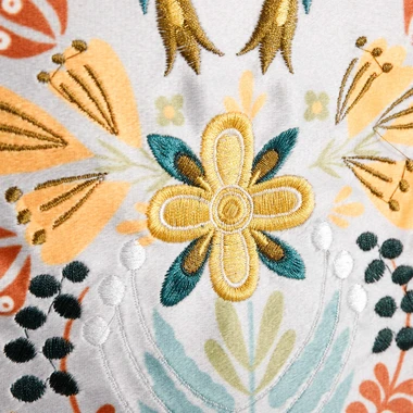 Povlak na polštář s výšivkou světle šedý FOLKY 45x45 cm