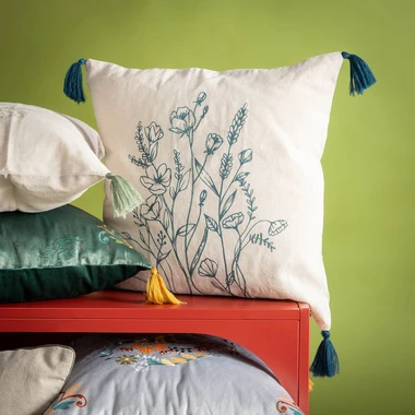 Povlak na polštář se střapci modrý FLORIA 45x45 cm