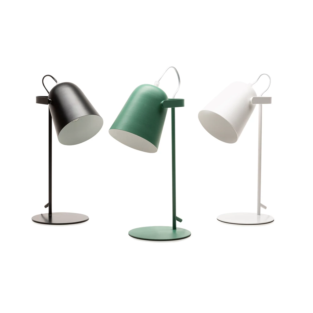 Zelená stolní lampa s nastavitelným stínidlem