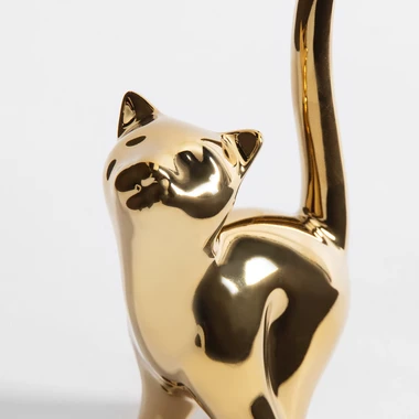 Zlatá dekorativní figurka KOČKA 15 cm