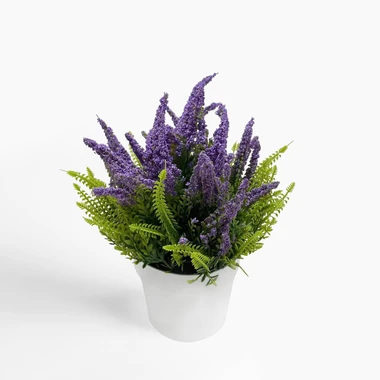 Umělá fialová květina v květináči VŘES 23 cm