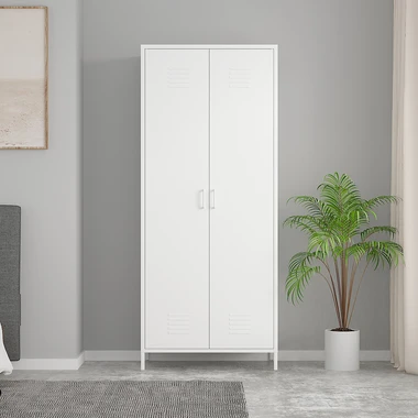 Bílá 2-dveřová skříň SOLANS