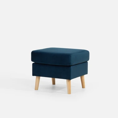 Modrý čalouněný taburet CARY
