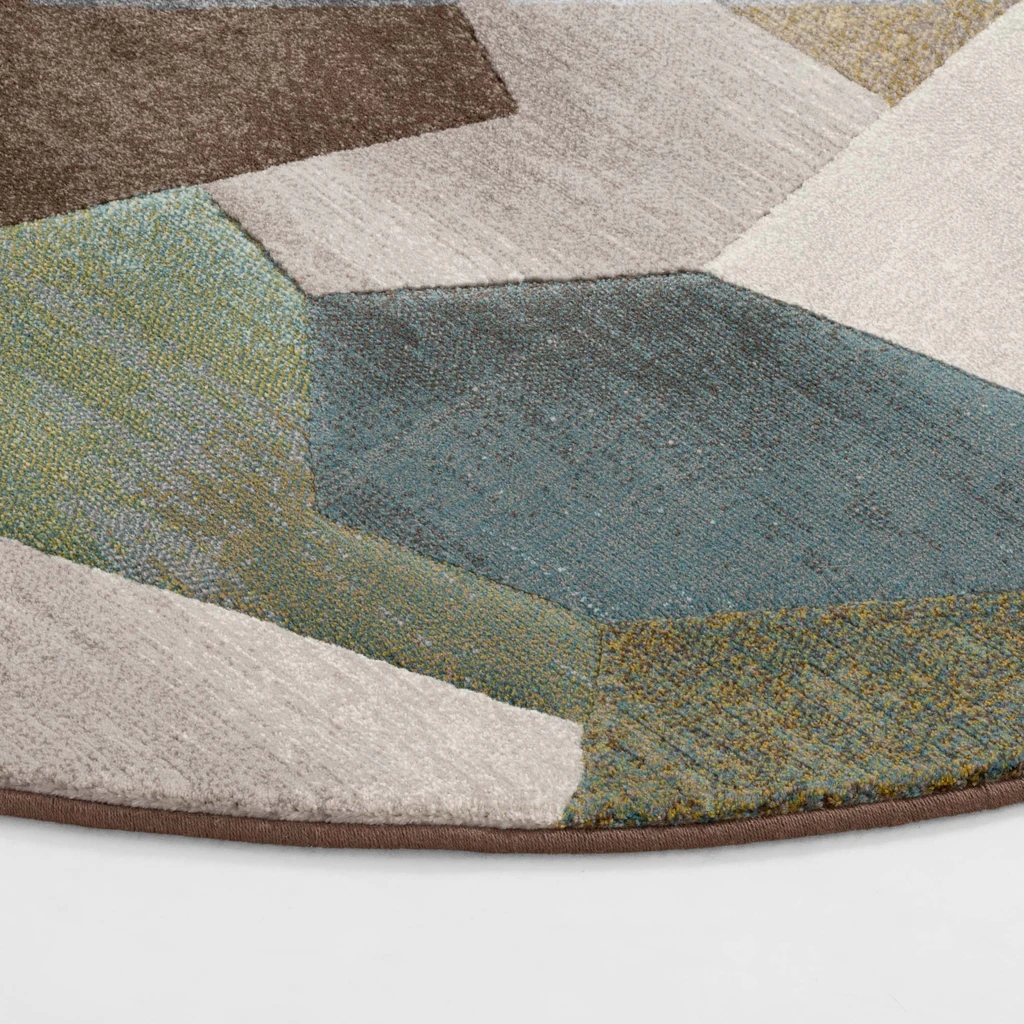 Kulatý koberec se geometrickým vzorem zelený SORRENTO 160 cm