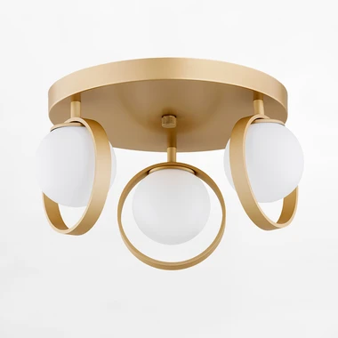 Zlaté stropní svítidlo s 3 kulovitými stínidly SATURNIA