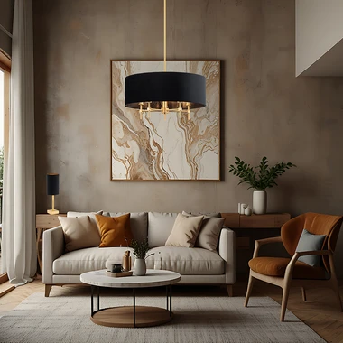 Černo-zlaté závěsné svítidlo ABBANO