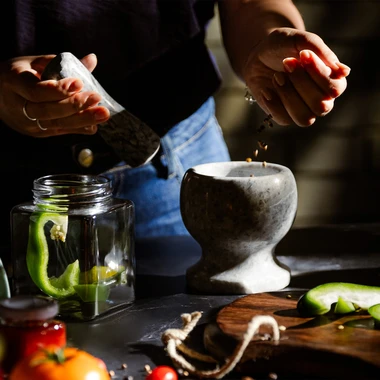 Mramorový hmoždíř s paličkou 10x11,5 cm