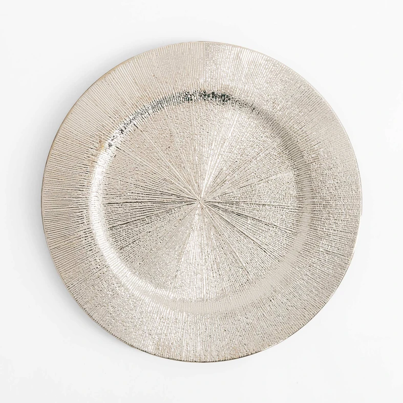 Talerz promienny podtalerz srebrny 33 cm Dekorační stříbrný talíř 33 cm