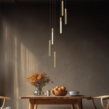 Závěsné LED svítidlo s kulatou černou dřevěnou základnou ELIOT VI