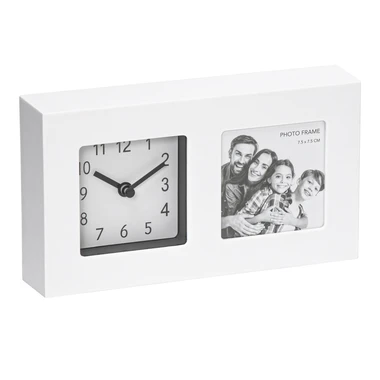 Hodiny s fotorámečkem bílé