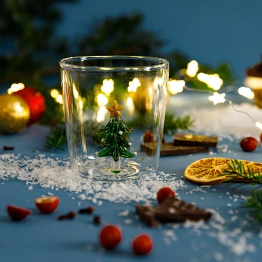 Sklenice na nápoje s vánočním stromkem uvnitř 350 ml