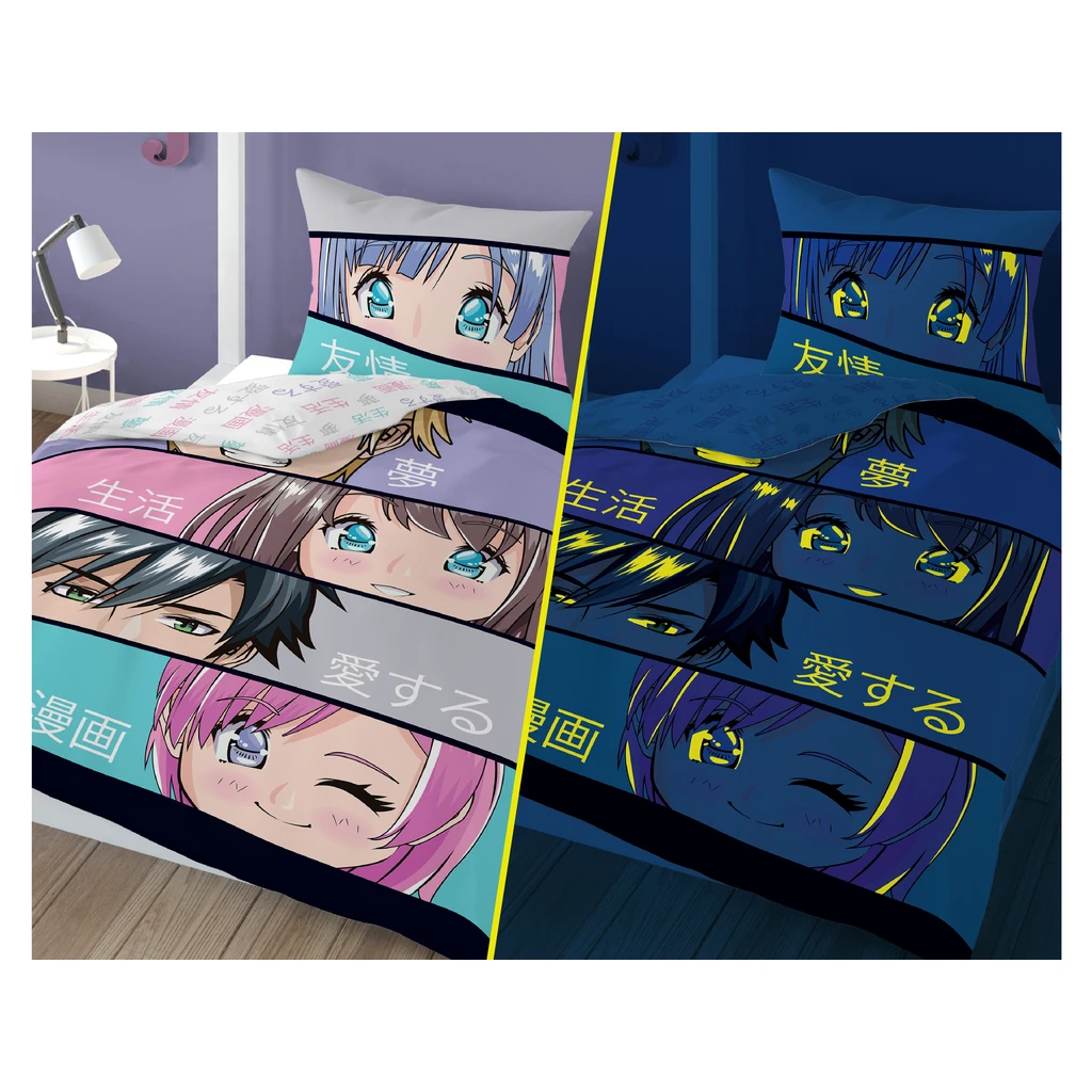Povlečení svítící ve tmě FLUO MANGA 140x200 cm
