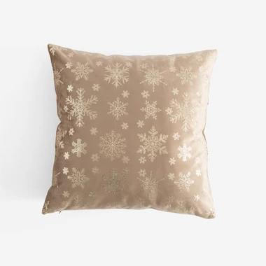 Dekorační polštář s sněhovými vločkami, béžový CELEBRI 45x45 cm