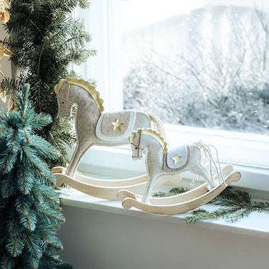 Dekorativní béžová figurka HOUPACÍ KŮŇ 32,5 cm