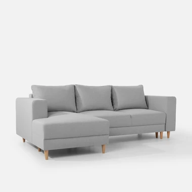 Šedá rozkládací rohová sedací souprava PERA levá