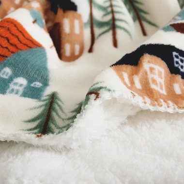 Vánoční deka s domečky SHERPA 150x200 cm